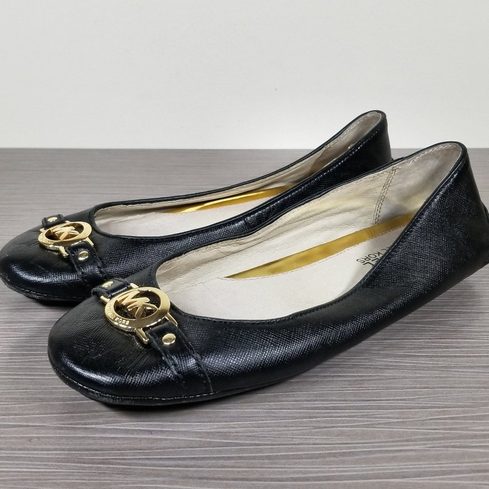 MICHAEL Kors Fulton Moccasin, Black Faux Saffiano Leather, Womens Size 4.5 M